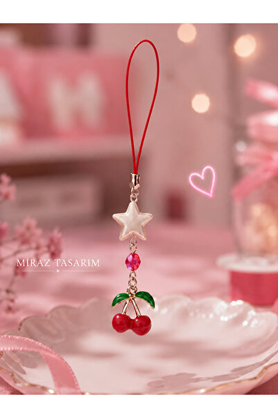 MİNİ Cherry Phone Charm Kawaii Cherry Phone Charm Camera Charm Bag Charm Y2K Accessory Korean Style Phone Ornament