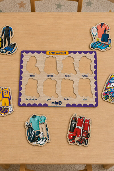 minİQ toys Wooden Turkish Sports Equipment Educational-Learning Puzzle
