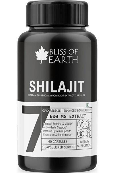 Bliss of Earth Shilajit Capsules, 60 Tabs (600mg) | Purified Herbal Resin Nat...