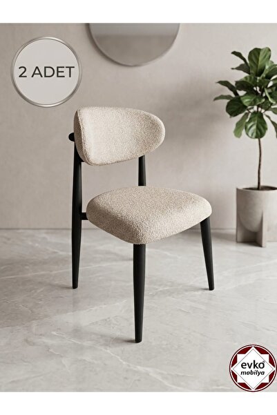 EVKO MOBİLYA İnci Sandalye, Mutfak Salon Sandalyesi, 2 Adet Sandalye, Metal S...