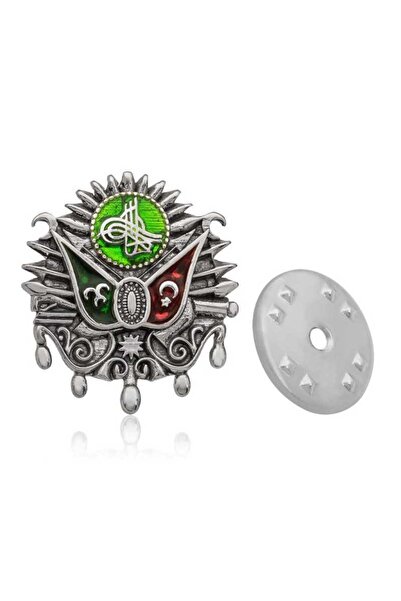BlackCraft 925 Ayar Gümüş Oksitli Osmanlı Devlet Arması Erkek Ceket Rozeti Ya...
