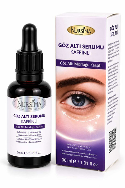 Nursima Kafeinli Göz Altı Bakım Serumu 30 ml - Niasinamid, C Vitamini ve Limo...