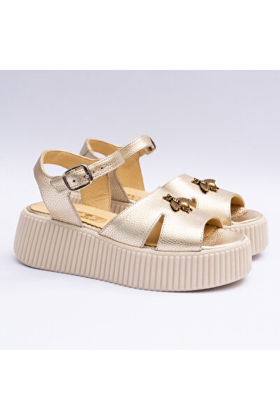 VAGAM Women 'Sandals Made of Genuine Leather , Gold