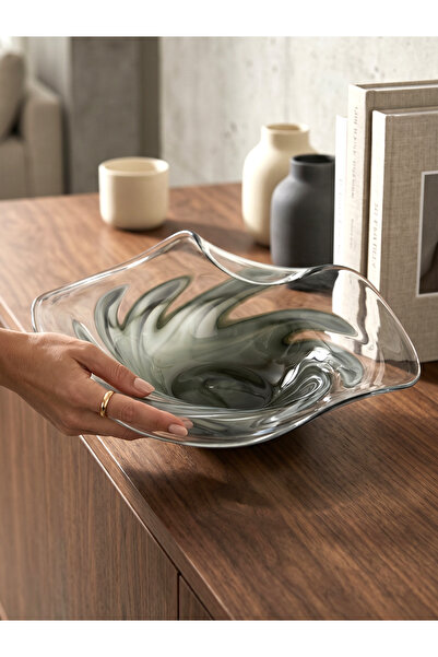 NAHR 40cm Luxury Handmade Glass Decorative Plate Modern Living Room Tableware...