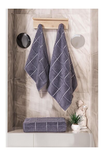 LC Waikiki Nevavm Farkıyla Kare Micro Cotton Bath Towel 90X150 cm Anthracite