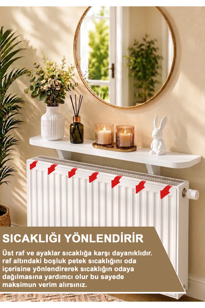 Zümra Ahşap Petek Üstü Uçan Raf Dresuar Beyaz 60 cm