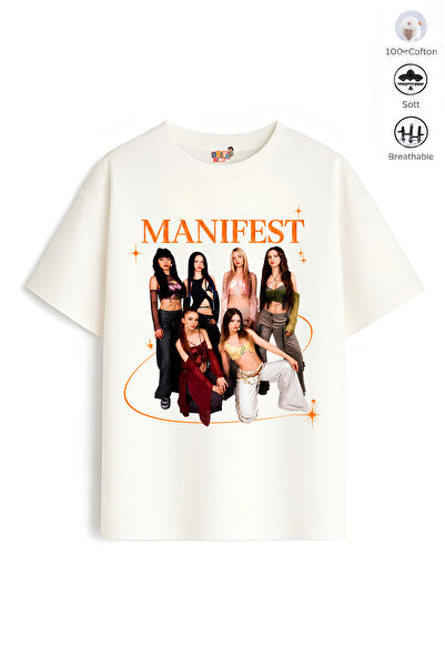 Belya Kids Wear Girl's Oversize Fit Cotton Belya Kids Design Manifest 34 T-Shirt