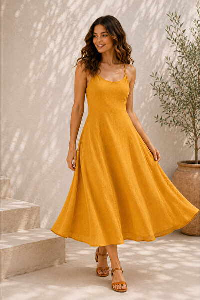 Combout Women's 100% Cotton Comfortable Fit Summer Dress with Adjustable Straps