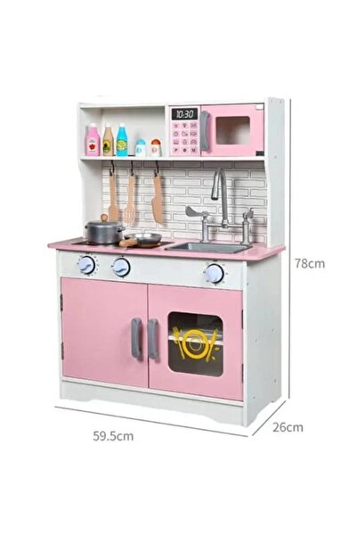 Farah Marah Toyes Cute Pink Color All in One Wooden Kitchen Set Classic Desig...