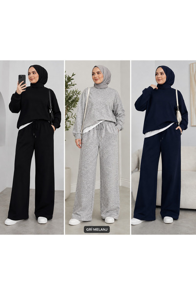 BERYY MODA 3 (Τεμάχια) Γυναικεία Μαύρα Γκρι Ναυτικά Μπλε Φαρδιά Παντελόνια Φό...