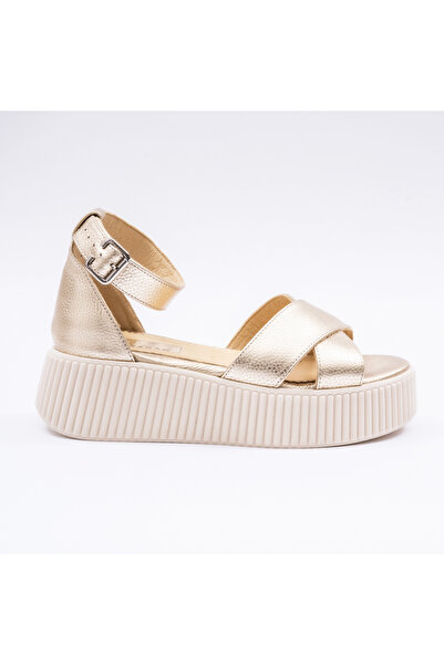 VAGAM Women 'Sandals Made of Genuine Leather , Gold