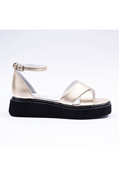 VAGAM Women's Natural Leather Sandals Gold
