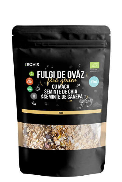 Niavis Fulgi De Ovaz Fini Fara Gluten Cu Maca, Chia Si Seminte De Canepa Ecol...