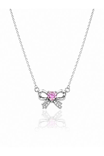 Rafal Bella Rose Series Women's Pink Heart Necklace with Elegant Bow Design -...