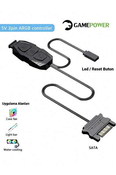 SETUPC ARGB Kontrolcü Controller Denetleyici 5v 3pin SATA Güç Beslemeli