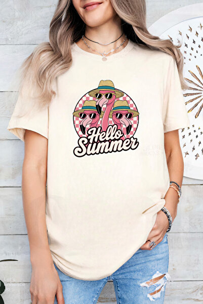 Sarah's Boutique Women's T-shirt – 100% cotton – Checkered Flamingo