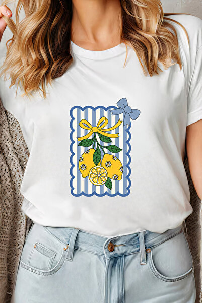 Sarah's Boutique Women's T-shirt – 100% cotton – Lemon Stripe