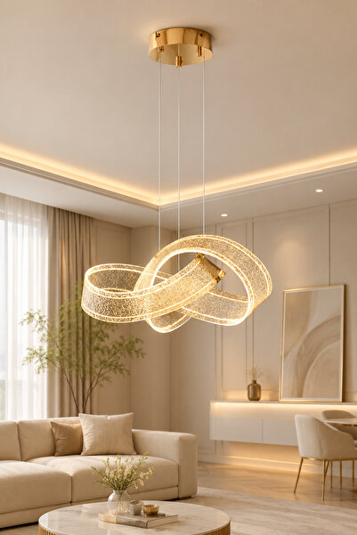 Taşcan Aydınlatma Solara Gold Sarkıt Led Avize Modern Luxury Salon Yatak Odas...