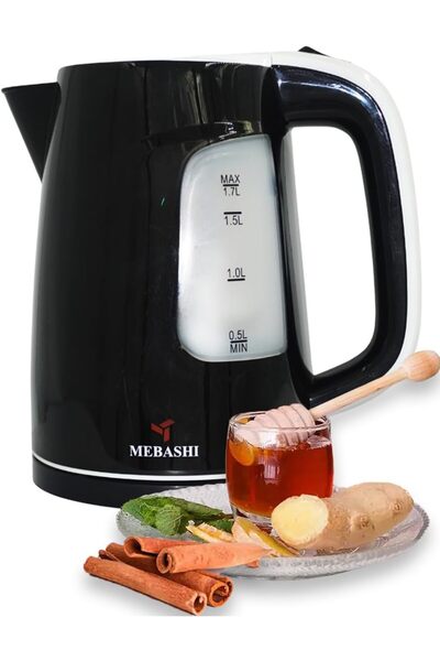 MEBASHI Cordless Steel Kettle | 1.7L Black Electric Kettle with Auto Lid-Open...
