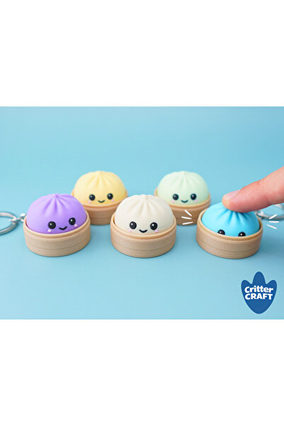 BUNUVER Dumpling Clicker Anahtarlık - Buhar Mantısı Stres Oyuncağı - Kawaii D...