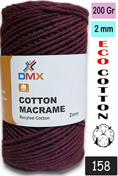 Diva İplik Dmx 2 Mm-Premium Cotton Cotton Macrame Rope-Cotton Chain Macrame B...