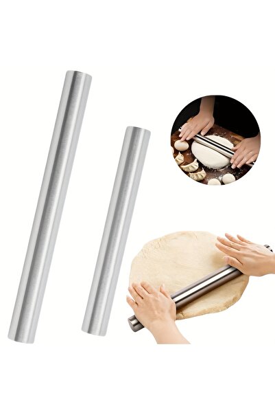 50CM Paslanmaz Alüminyum Metal Oklava - Hamur Açma