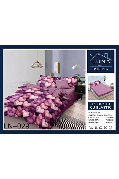 Pucioasa Finet type Duvet Cover Set 6 pieces, heart print, double bed, 2 people