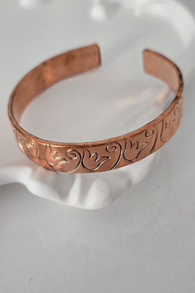 c-bhadu naturel 100% Pure Copper Side Tulip Bracelet