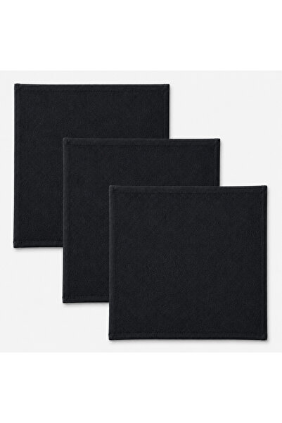 MONTICELLO HOME 3'lü Set 25x25 cm Siyah Pike Mutfak Peçetesi %100 Pamuk