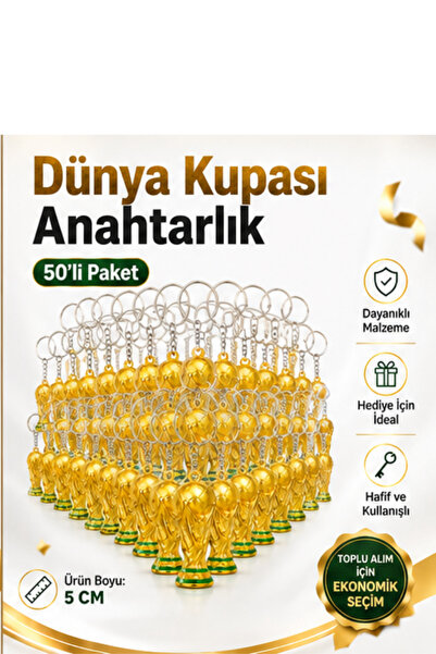 Printorium Dünya Kupası Figürlü Gold Anahtarlık 5 cm Hediyelik Taraftar Anaht...