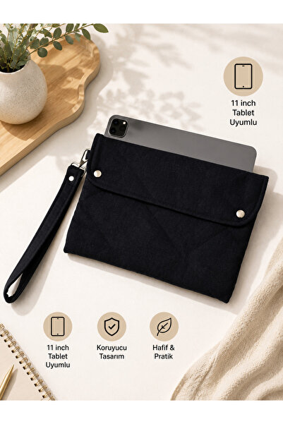 minart design Lacivert Denim Kapitone Tablet Çantası 10-11 İnç Kapitone Kılıf...