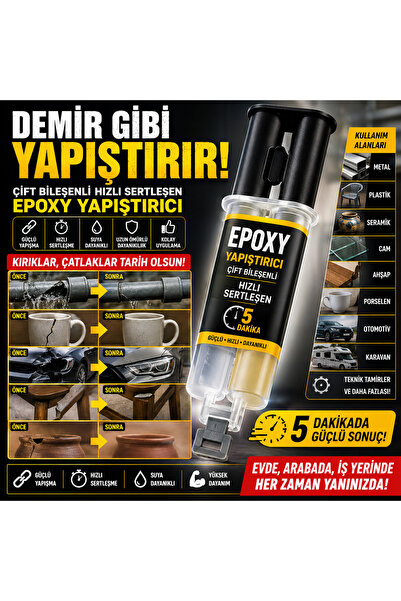 Primeaks Şırınga Tip Çift Bileşenli Epoksi Yapıştırıcı Güçlü Hızlı Sertleşen ...