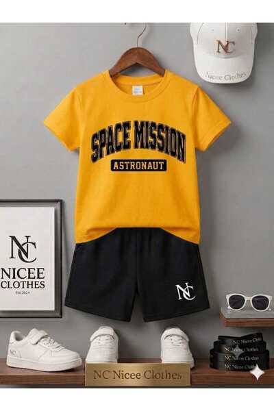 NC Nicee Clothes تي شيرت صيفي للأطفال شورت يونيسكس (طباعة سيباس ميشن باللون ا...