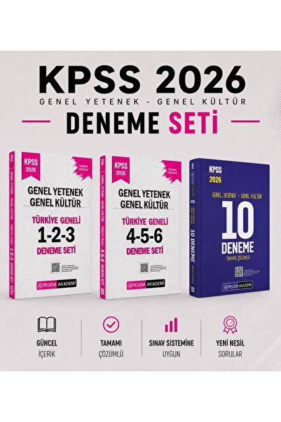 Pegem Akademi Yayıncılık Pegem 2026 KPSS GK GY 10 Deneme & KPSS GK GY Türkiye...