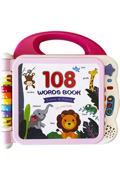 Puzzle كتاب الكتروني 108 كلمة انجليزي لون وردي مع بلوتوث