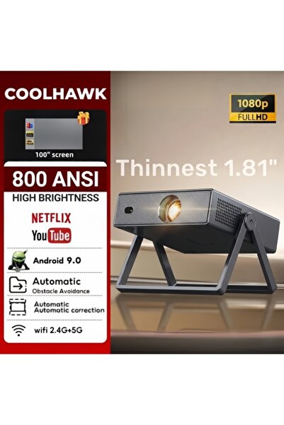 COOLHAWK 800ANI Projector 4K - [Ultra-Slim 1.81"| Portbale Mini Ture 1080P Pr...
