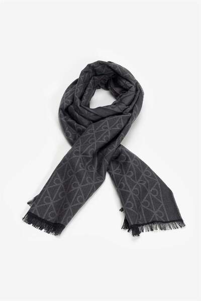 Calvin Klein Emblem Aop Tonal Wool Lw Erkek Atkı Siyah