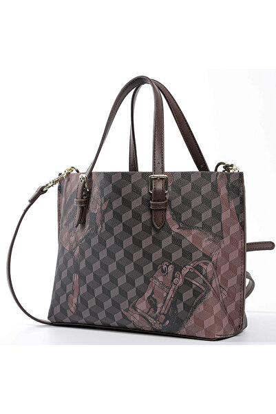 Ln LOUP Classic Vintage Horse Print Geometric Quilted Tote Bag - Women's Shou...
