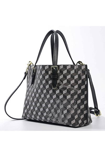 Ln LOUP Classic Vintage Horse Print Geometric Quilted Tote Bag - Women's Shou...