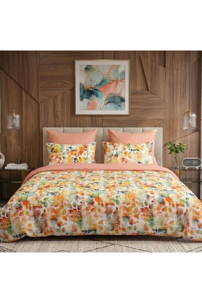 Pucioasa Double Duvet Cover Set made of %100 cotton satin with 2 sides, 4 pie...