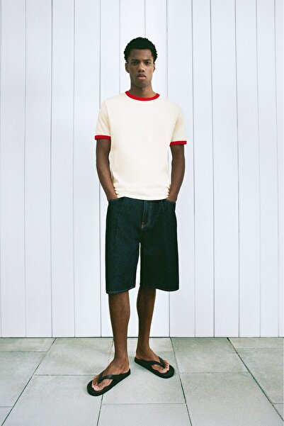 Pull & Bear Kontrast ribana tişört