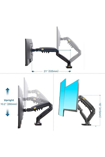 Nb North Bayou NB Dual Desktop Stand with Full Motion Rotation for Two 17-27 ...