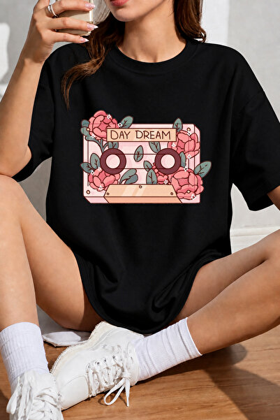 Velostra Women's Day Dream Floral Cassette Printed Oversize Crew Neck Cotton ...
