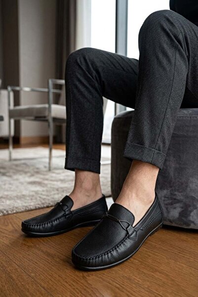 Ayakkabı Fuarı Elit Asogz488C Men's Genuine Leather Casual Shoes Black