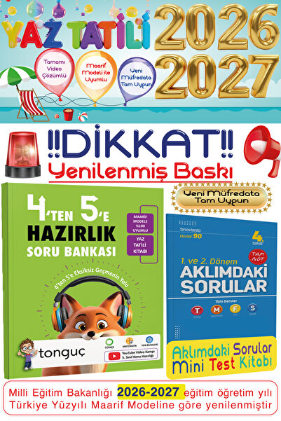 Tonguç Yayınları 4. Sınıf 4'ten 5'e Hazırlık Kitabı Tüm Dersler Soru Bankası ...