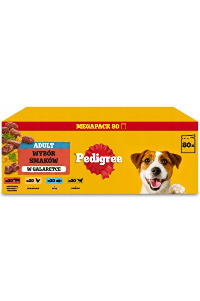 Pedigree Hrană umedă pentru câini, legume în jeleu, 4 arome, 80x100g