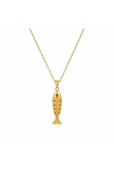 POSEİDONS JEWELLERY Hareketli Balık Kolye 316L Paslanmaz Çelik 14K Altın Kapl...
