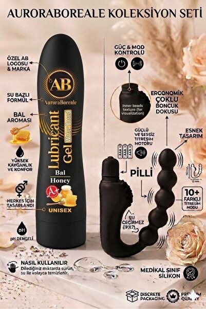 AuroraBoreale Premium 125 ML Ballı Kayganlaştırıcı Jel 10 Titreşim Modlu Boğu...