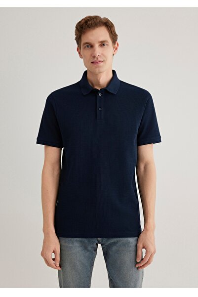 Mavi Polo Collar Waffle Textured Fabric Slim Fit T-Shirt.