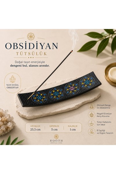 İki Yedi Konsept Obsidiyan Kayık Tütsülük, Doğal Taş Tütsü Tabağı, Yoga Medit...